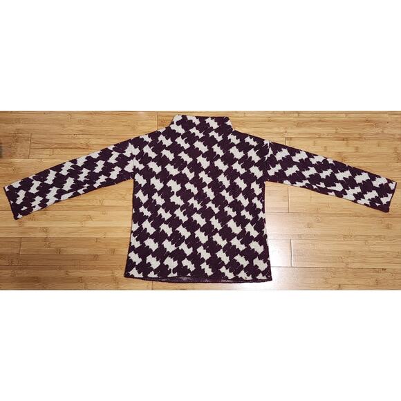 Ann Taylor Sweater Womens Sz XS Purple Ivory Houndstooth Mock Neck Pullover Knit - Picture 9 of 9